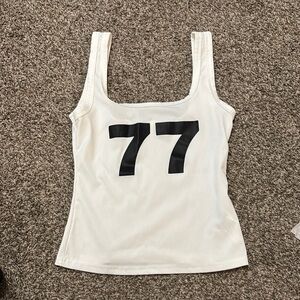 White Tank Top with Black Number Print